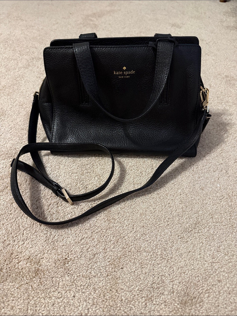 kate spade Black Pebbled Leather Satchel with Crossbody Strap - Picture 1 of 8